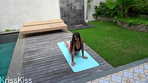 Scene#3 for video: Brunette babe gets a handjob and facial after yoga